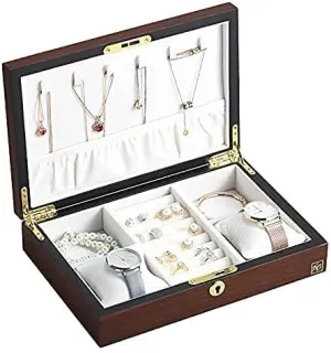Jewelry Storage Box Luxury Large Wood Jewelry Box Jewellery Storage Case Casket Wooden Velvet Necklace Ring Earring Watch Organize