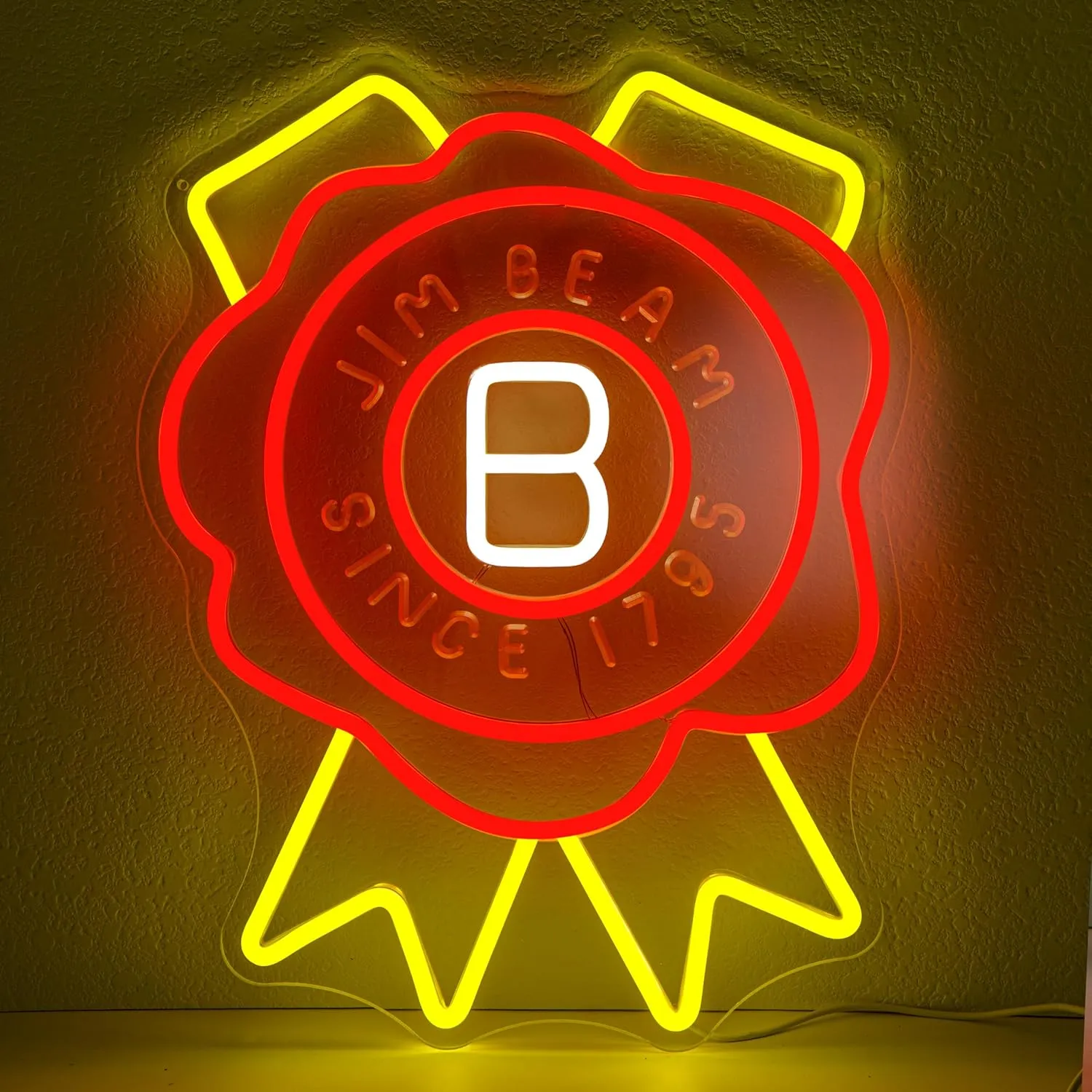 Jim Beam Neon Sign Whiskey Neon Sign for Wall Decor Led Neon Light Bar Neon Sign for Man Cave Neon Bar Signs Dimmable Neon Light Up Sign for Home Bar Pub Club Bedroom Bistro Party Gifts