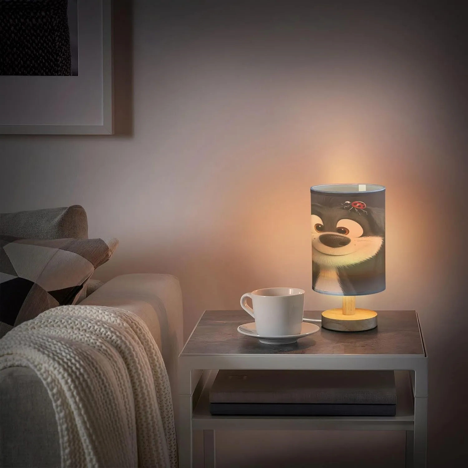 Joisal Cartoon Dog Pixar Black Lamps for Nightstad with USB Port USB Desk Lamp, Bedroom Essentials