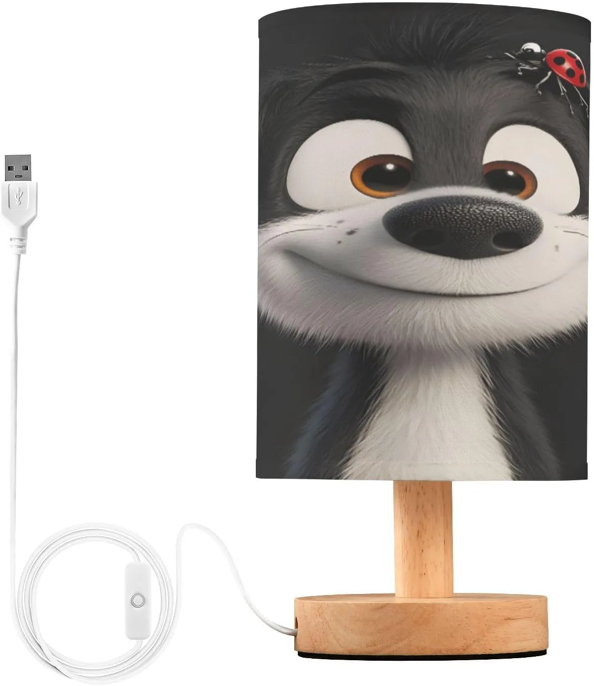 Joisal Cartoon Dog Pixar Black Lamps for Nightstad with USB Port USB Desk Lamp, Bedroom Essentials