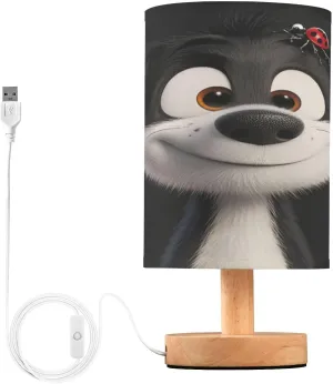 Joisal Cartoon Dog Pixar Black Lamps for Nightstad with USB Port USB Desk Lamp, Bedroom Essentials