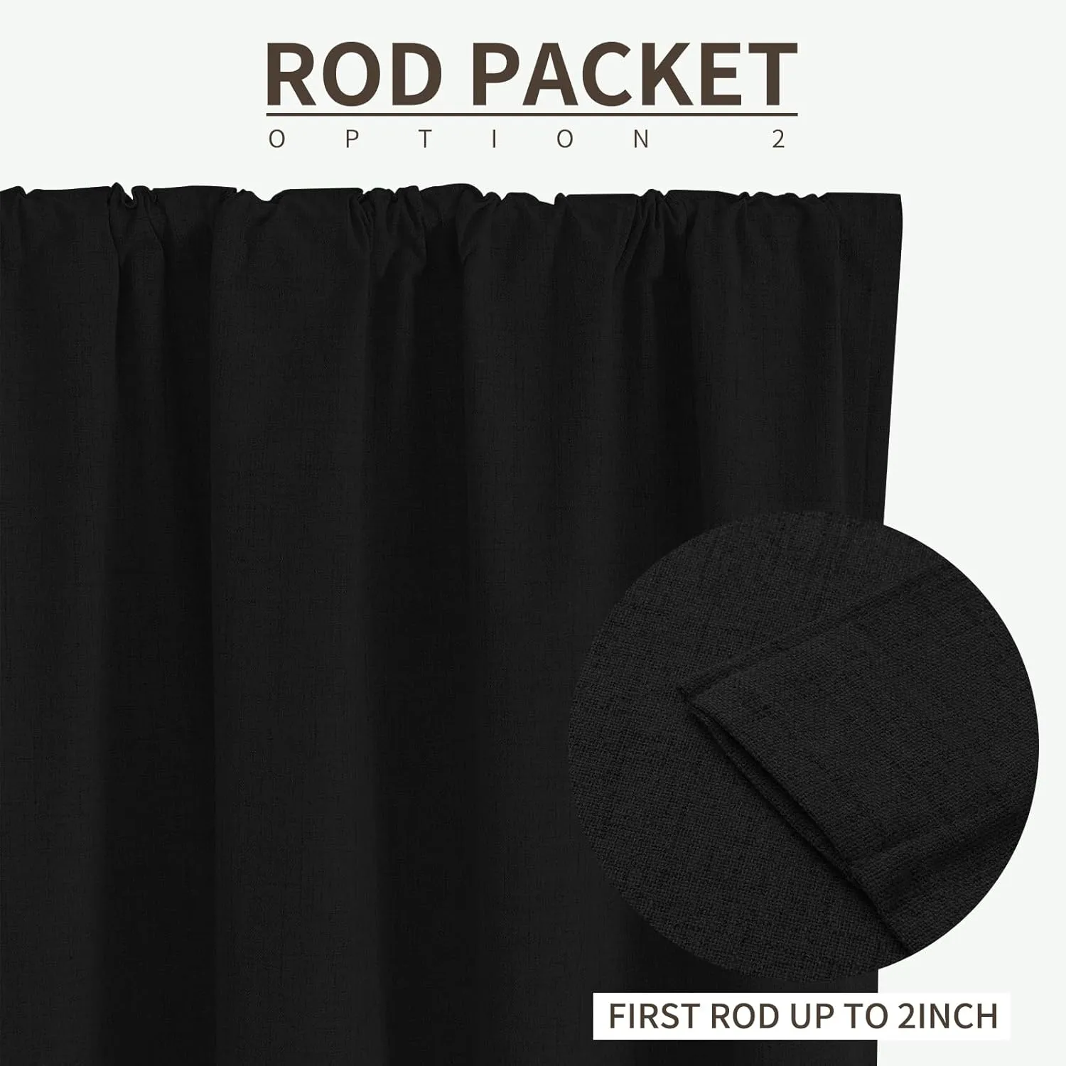 Joydeco 100% Blackout Curtains 84 inches Long Natural Linen Drapes 2 Panels Set Burg for Bedroom Living Room Black Out Darkening Curtain Thermal Insulated Back tab Rod Pocket(52x84 inch,Black)