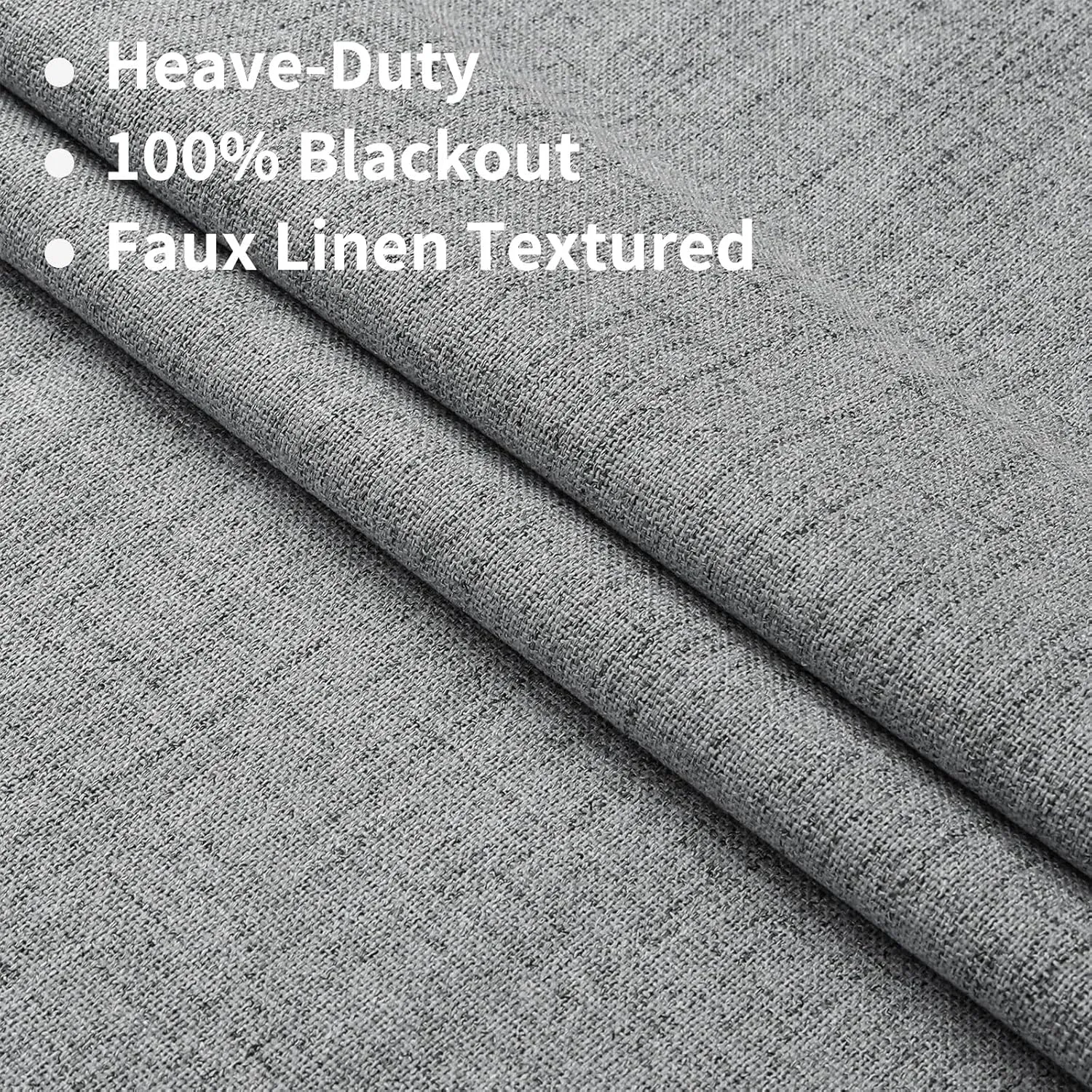 Joydeco Linen Curtains 84 inch Length 2 Panels Set Burg 100% Blackout Long Drapes for Bedroom Living Room Black Out Darkening Curtain Thermal Insulated Back tab Rod Pocket(52x84 inch,Light Grey)