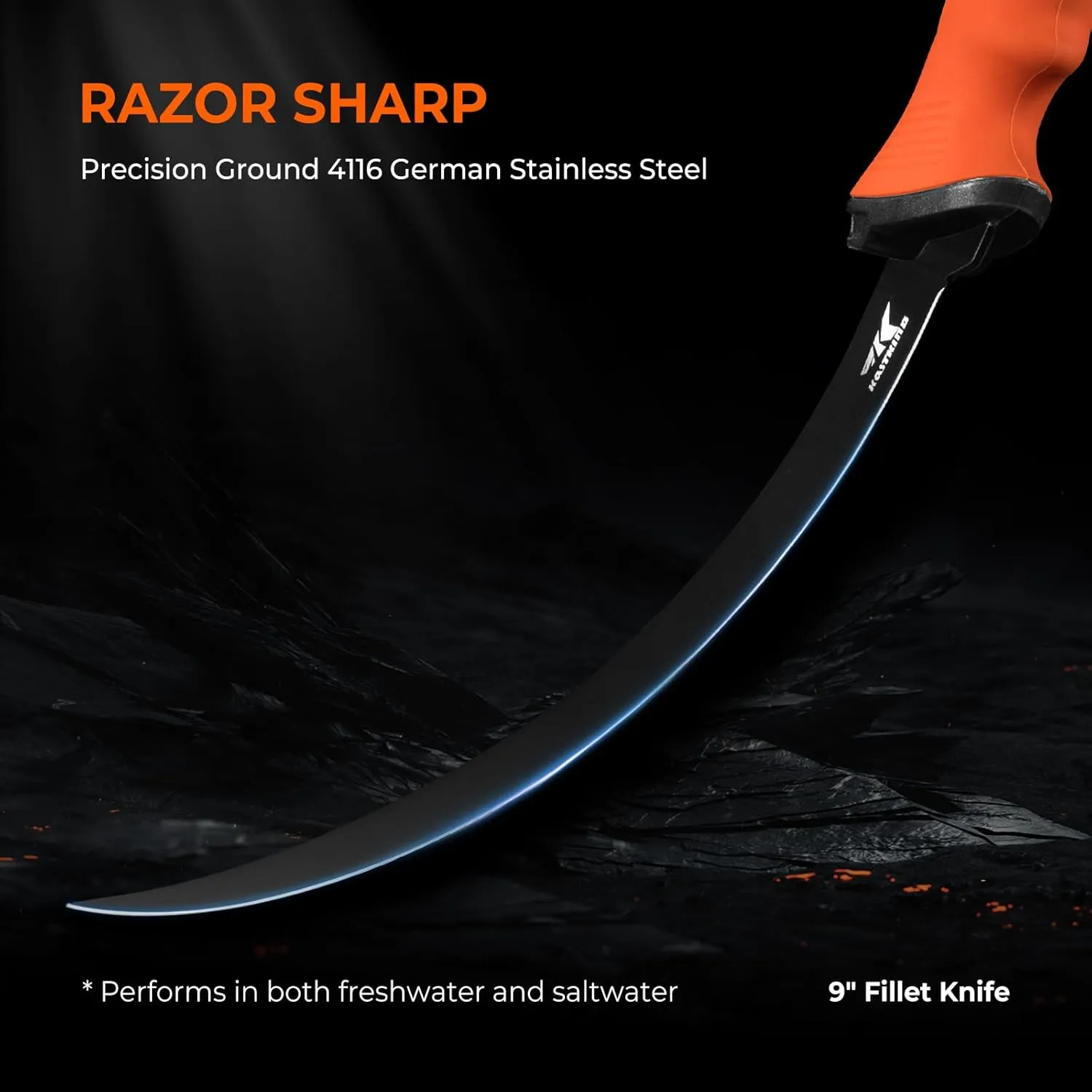 KastKing Paradox Fishing Tool, Complete Fish Clean & Prep Set, 9" Fillet Knife, 9" Multi-Purpose Bait Shears, and 12" Honing Rod, Durable Stainless Steel, with Non-Slip Handles and Custom Sheaths