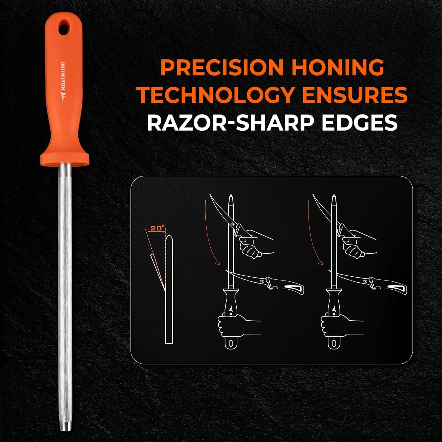KastKing Paradox Fishing Tool, Complete Fish Clean & Prep Set, 9" Fillet Knife, 9" Multi-Purpose Bait Shears, and 12" Honing Rod, Durable Stainless Steel, with Non-Slip Handles and Custom Sheaths