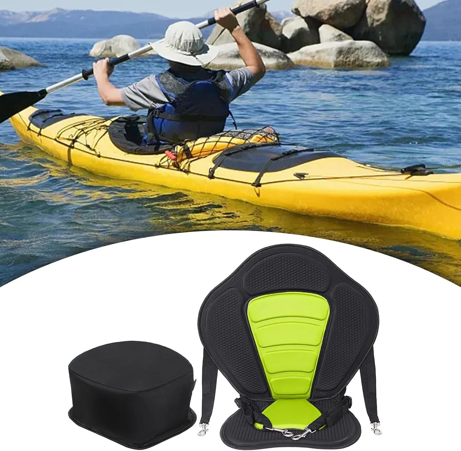 Kayak Padded Seat Canoe Seat Boat Seat Cushioned Adjustable for Rafting Drifting Inflatable Paddleboard