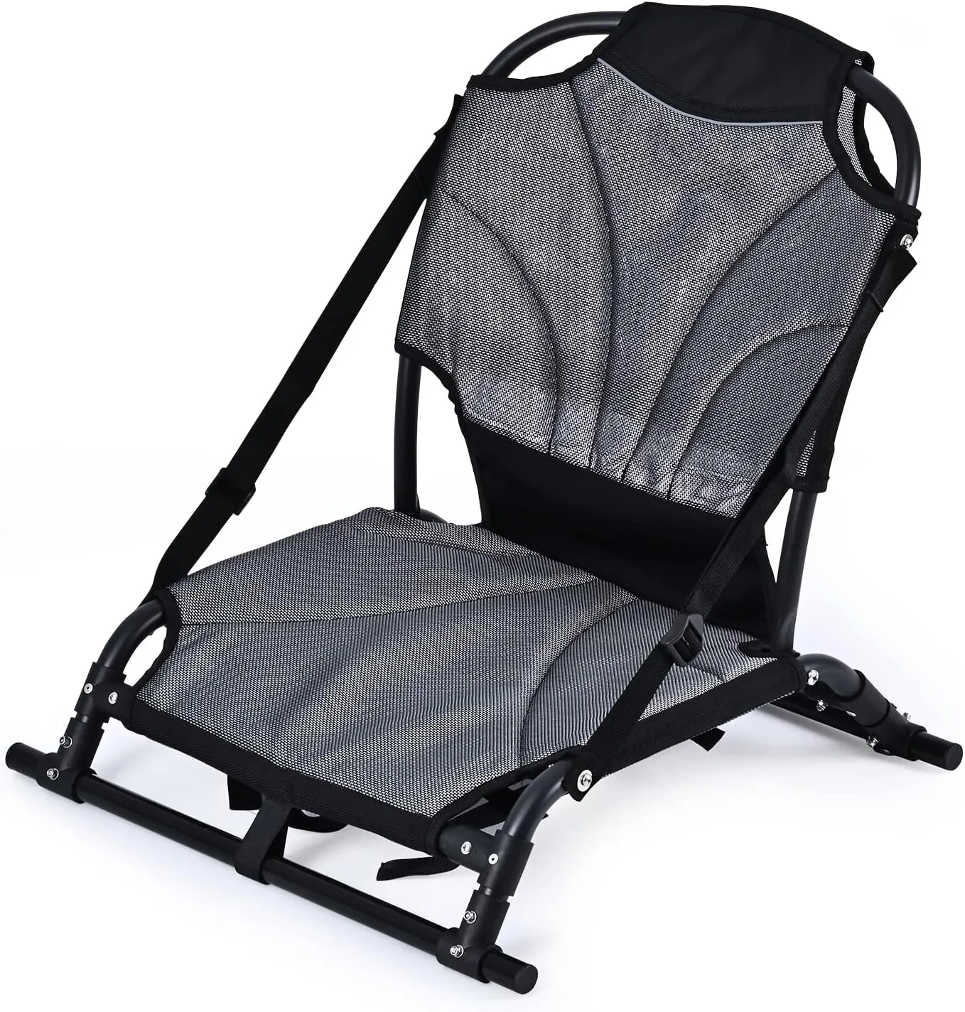 Kayak Seats with Back Support, Aluminum Alloy Folding Kayak Seat, Breathable Textile Mesh Fabric Material, Adjustable Universal Paddle Board Seat for Fishing, Inflatable Kayaks, Sup, Canoe