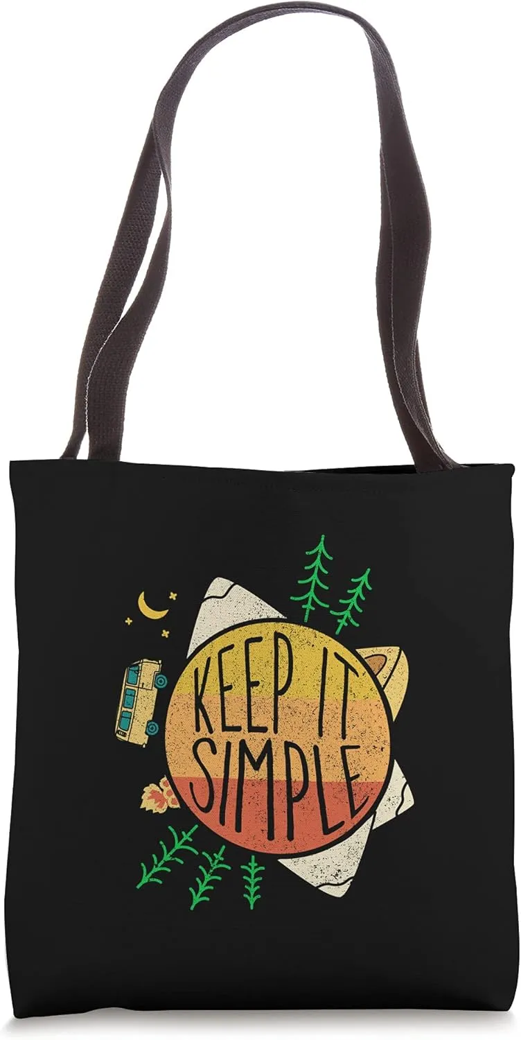 Keep It Simple - Travel Camping Nature Caravan Minimalistic Tote Bag