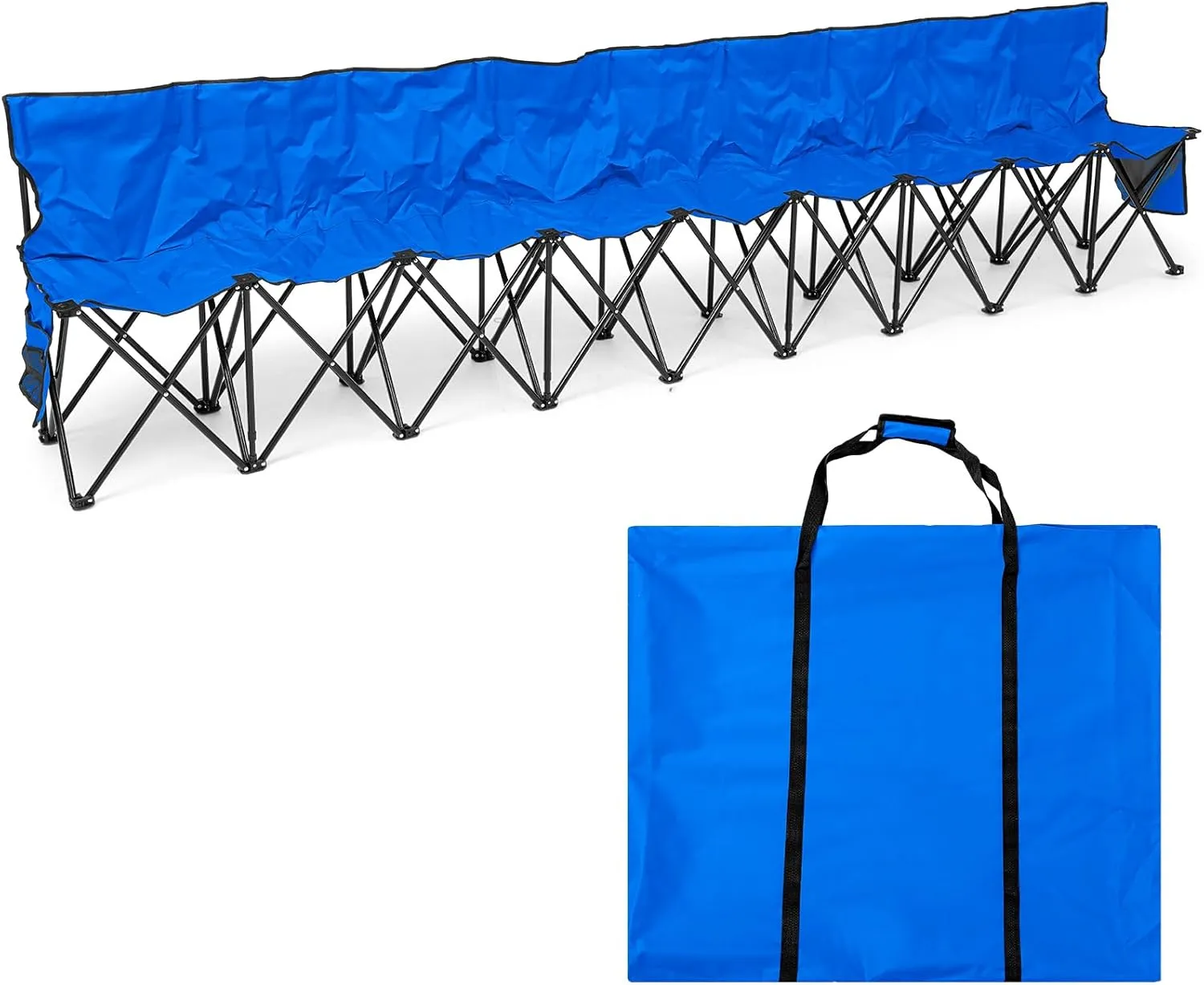 Kigley 9 Seater Folding Soccer Bench Chair Portable Team Sports Sideline Bench for Football Camp Travel Events Outdoor Seating with Storage Bag