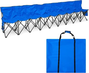 Kigley 9 Seater Folding Soccer Bench Chair Portable Team Sports Sideline Bench for Football Camp Travel Events Outdoor Seating with Storage Bag