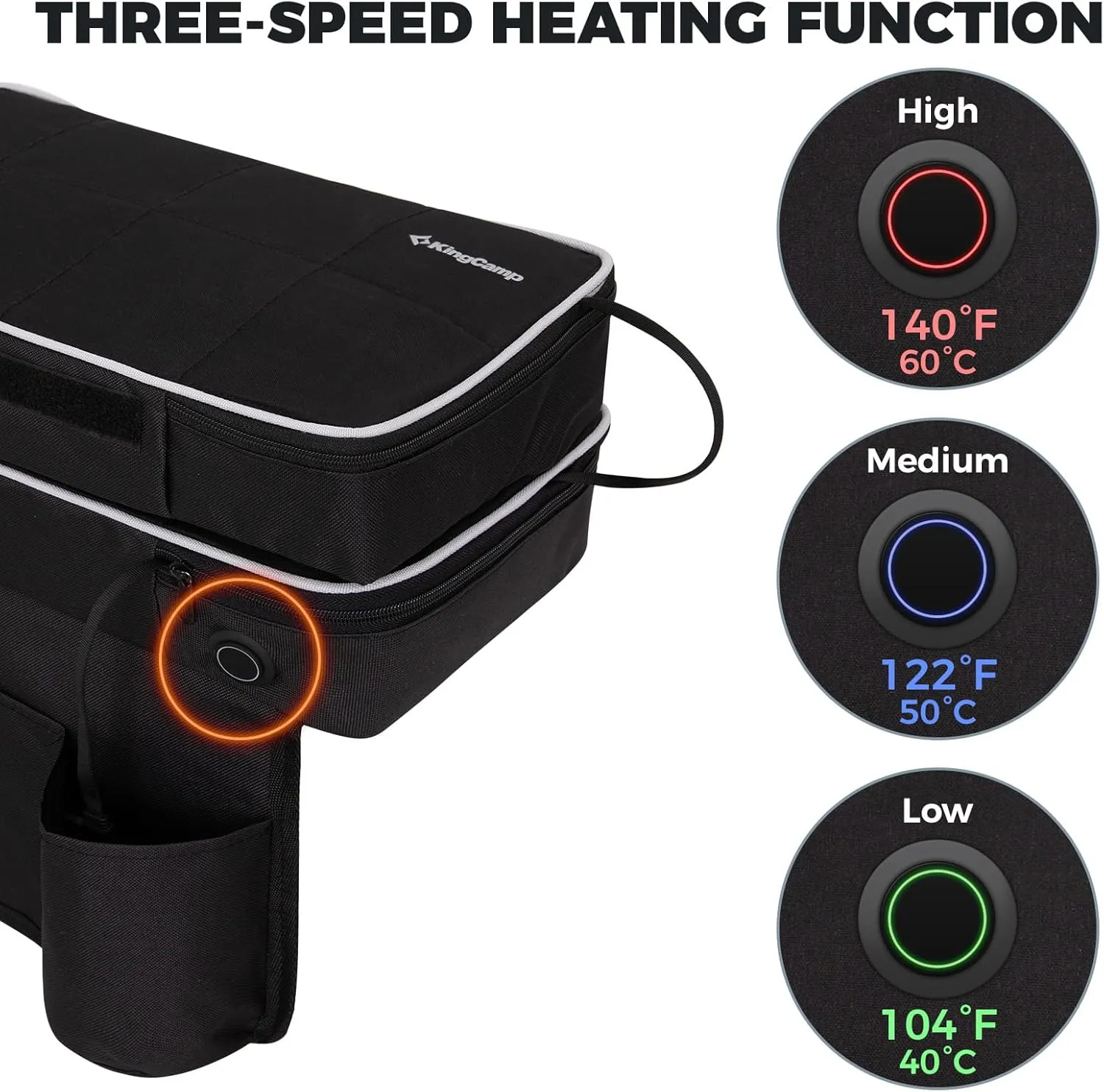 KingCamp Heated Stadium Seats for Bleachers, Portable Camping Seat Cushion with Detachable Dual Nano Heating Pads & PE PU Double Layer Cushion & Large Side Pocket for Camping Stadium Hunting BBQ