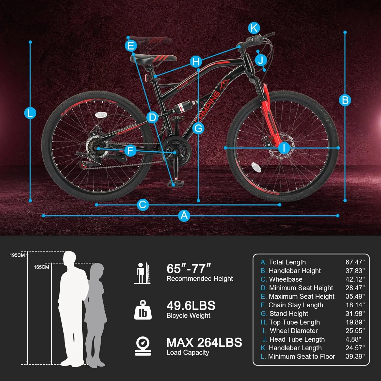 Ktaxon Foldable Mountain Bike 26 Inch Bike 21-Speed Bikes for Adults with Cool Design, Powerful Mechanical Dual Disc Brakes, Double Shock Effect and Ergonomic Cushion
