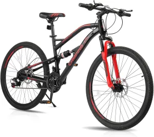 Ktaxon Foldable Mountain Bike 26 Inch Bike 21-Speed Bikes for Adults with Cool Design, Powerful Mechanical Dual Disc Brakes, Double Shock Effect and Ergonomic Cushion