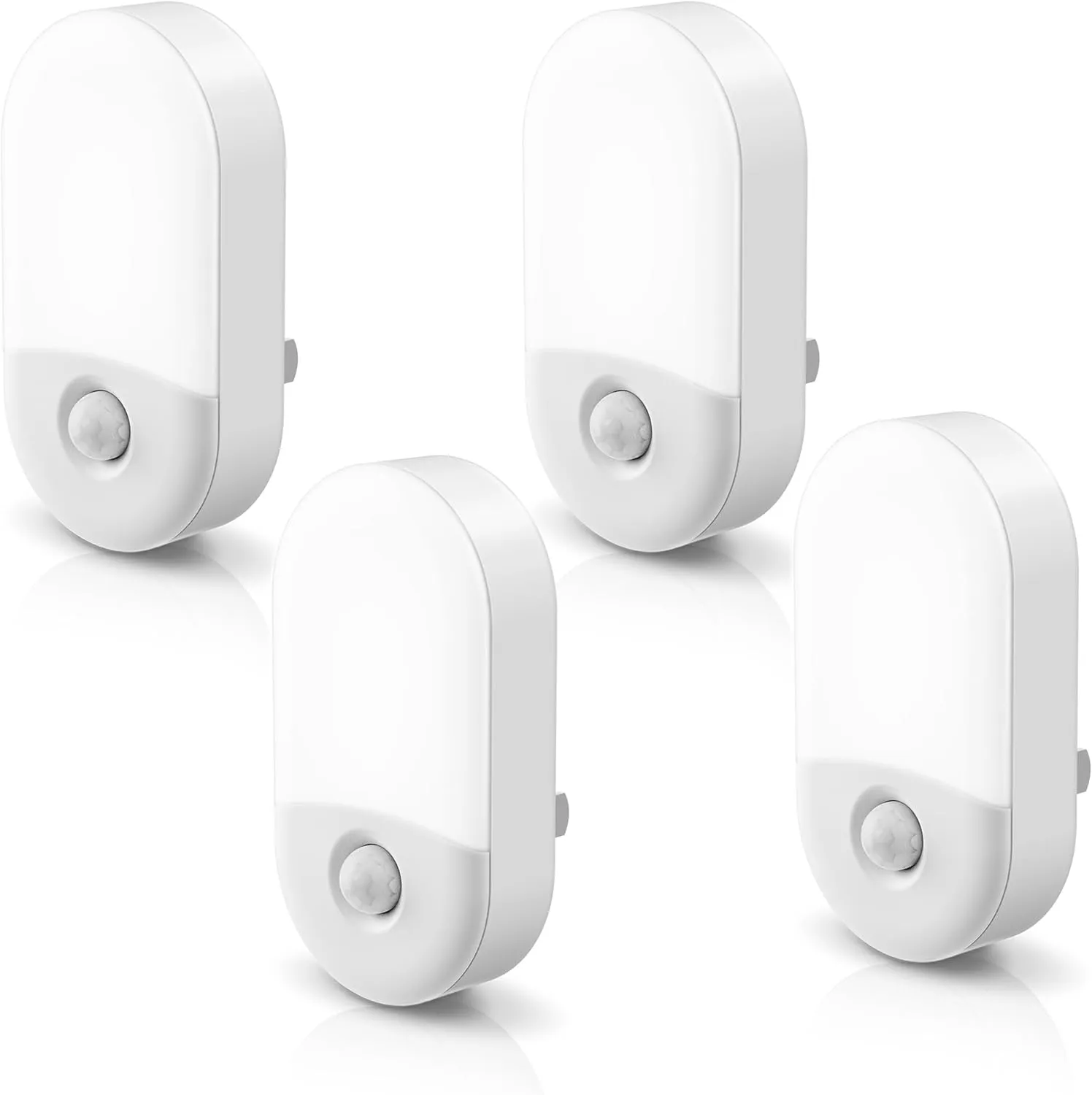 L LOHAS LED Motion Sensor Night Light Plug in, Motion Activated Night Light, 5000K Daylight White, Night Light Plug Into Wall, Adjustable Brightness, Night Light for Bathroom, Kids, Hallway, 4 Pack