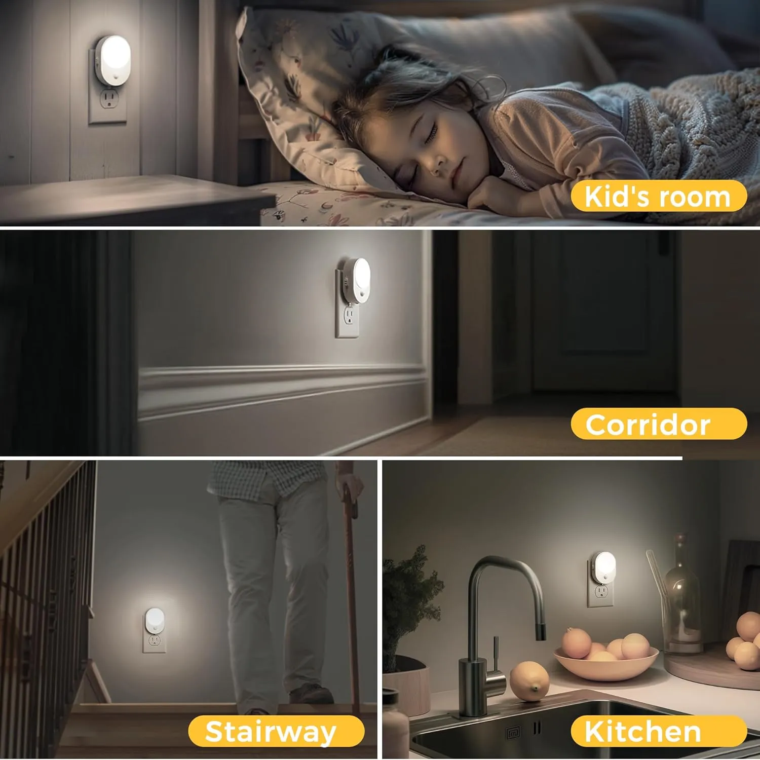 L LOHAS LED Motion Sensor Night Light,[2-Pack] Night Lights Plug into Wall,2 in 1 Built-in Motion Sensor and Dusk to Dawn Sensor,5000K Daylight White,Nightlight for Bathroom Hallway