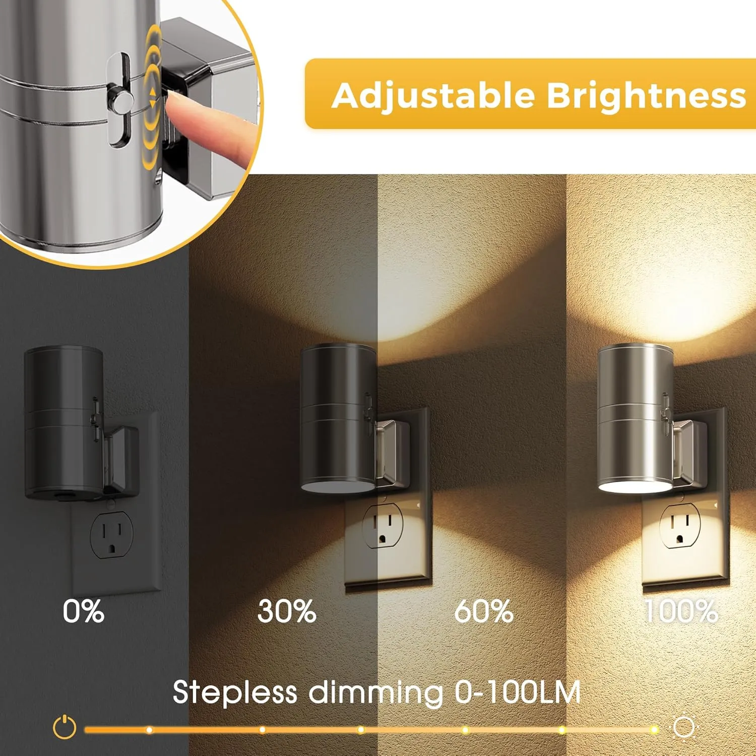 L LOHAS LED Night Light, Automatic Night Lights Plug into Wall, 2 Pack Nightlights With Light Sensor, 3000K Soft White 0-100LM Dimmable Modern Nightlight for Kids Bedroom Hallway