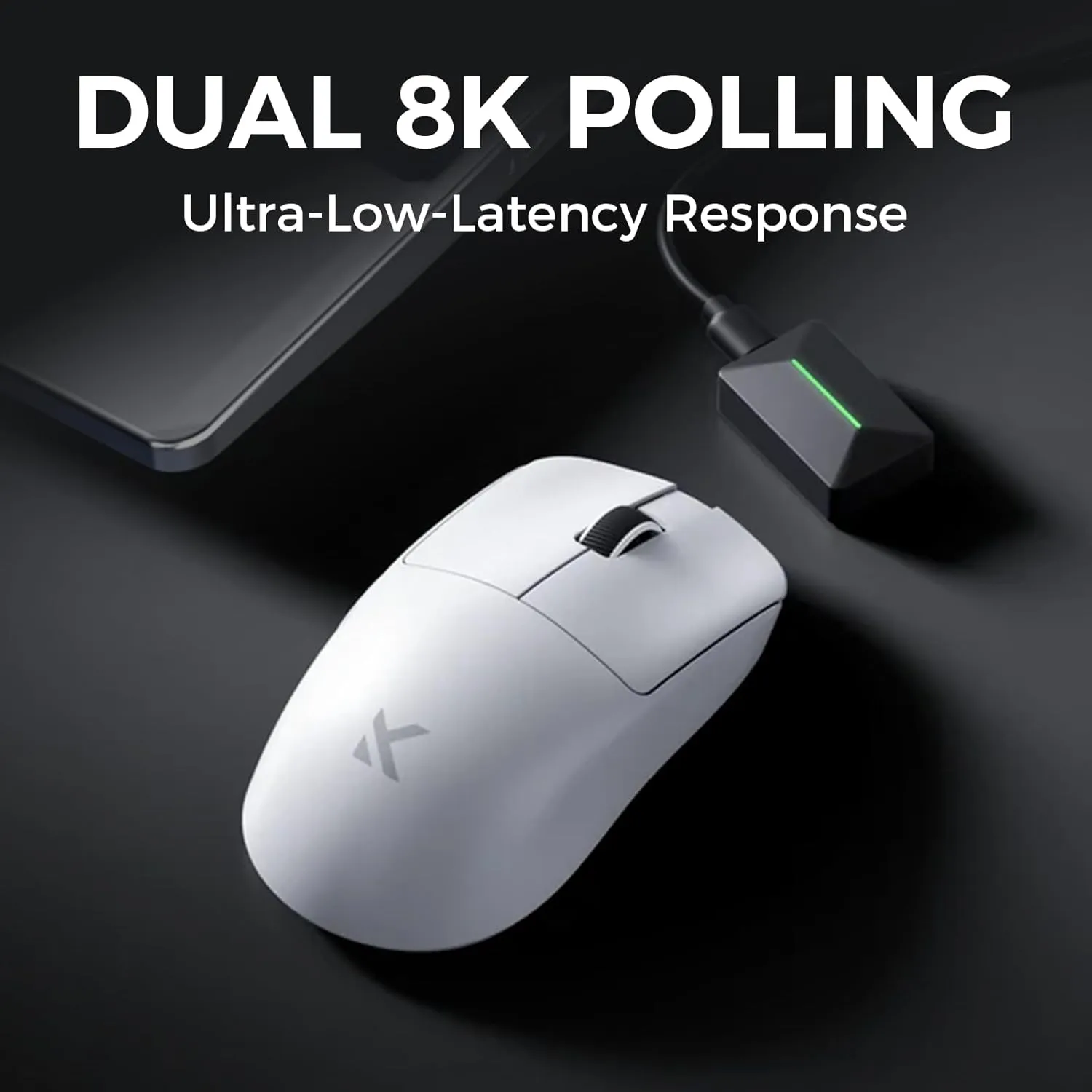 L7 Ultra Wireless Gaming Mouse, PAW3950 42K Sensor, Wireless/Wired Dual 8K Polling, 39g Ultra-Light Weight, 2.4GHz RF/BT/Wired Tri-Mode Connection (Ultra-PAW3950 42K Sensor, White)