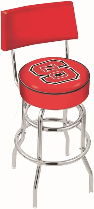 L7C4 - Chrome Double Ring North Carolina State Swivel Bar Stool with a Back by The Holland Bar Stool Company
