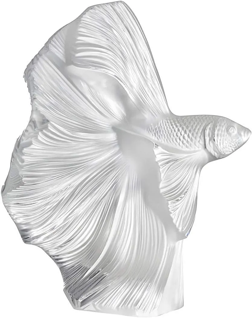 Lalique Crystal Fighting Fish Figurine Large