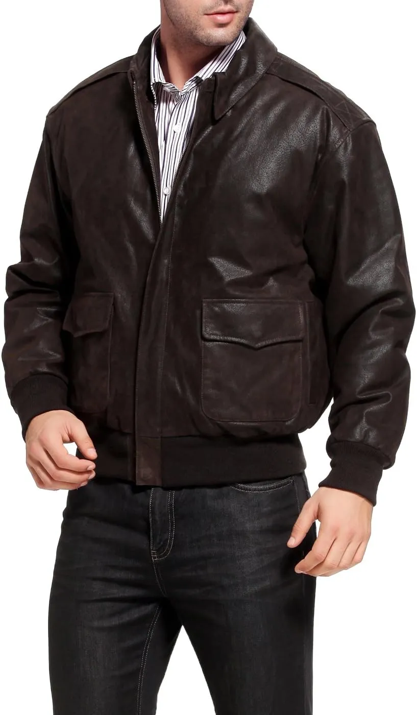 Landing Leathers Men Air Force A-2 Leather Flight Bomber Jacket (Also available in Big & Tall)