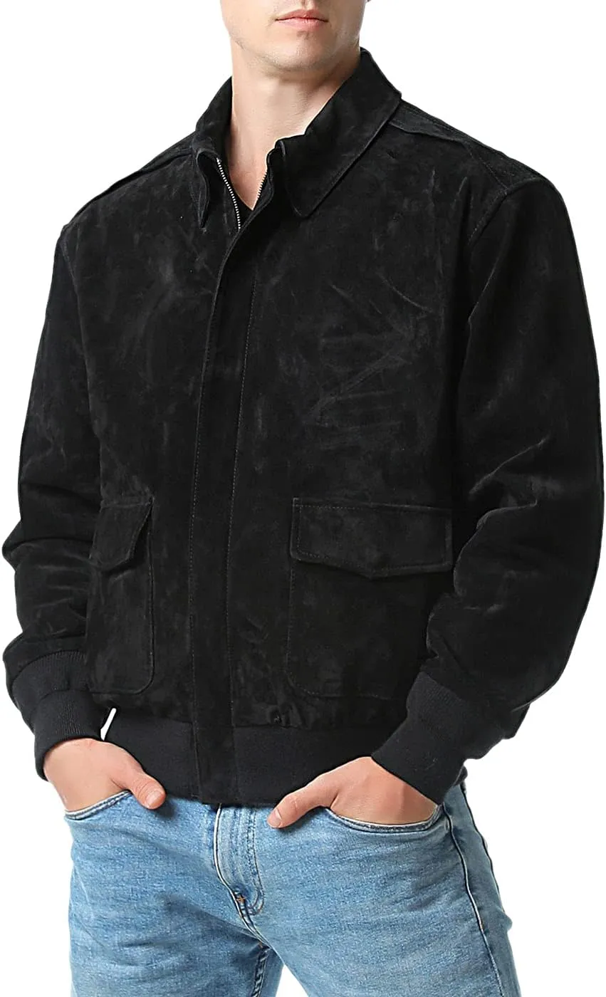 Landing Leathers Men Air Force A-2 Leather Flight Bomber Jacket (Also available in Big & Tall)