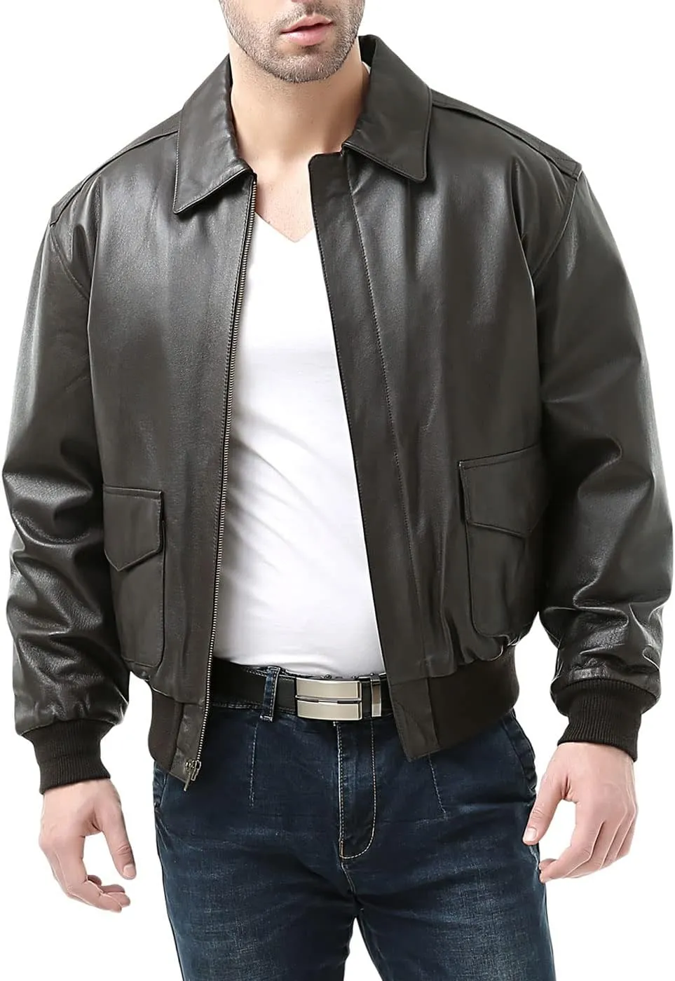 Landing Leathers Men Air Force A-2 Leather Flight Bomber Jacket (Also available in Big & Tall)