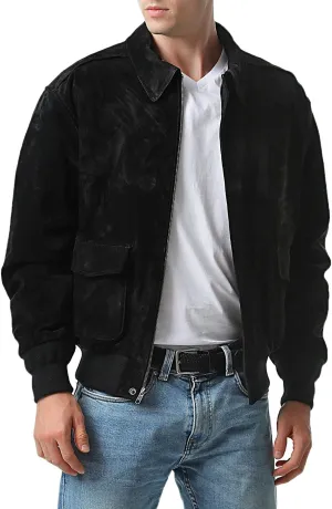 Landing Leathers Men Air Force A-2 Suede Leather Flight Bomber Jacket (Also available in Big & Tall)