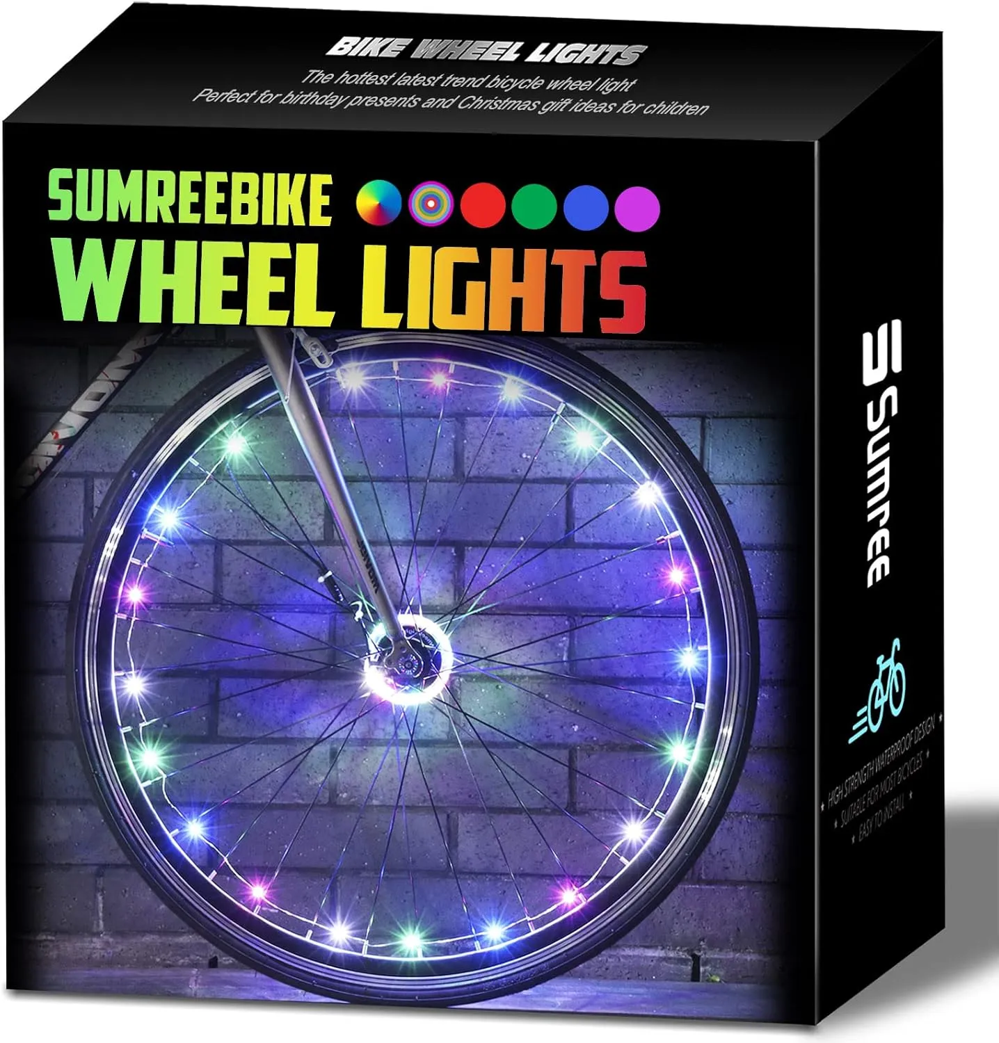 LED Bike Wheel Lights, 2-Tire Pack USB Rechargeable Bike Lights with Batteries Included, Best Bicycle Lights - Stocking Stuffer Birthday Gift for Kids, Girls, Boys, Adults