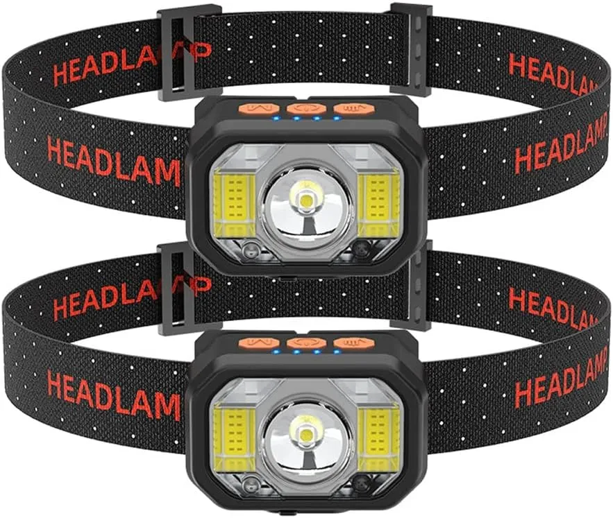 Led Induction Headlight Outdoor Head-Mounted Rechargeable Light Headlight Cob Strong Light Night Fishing Light (Two Packs)
