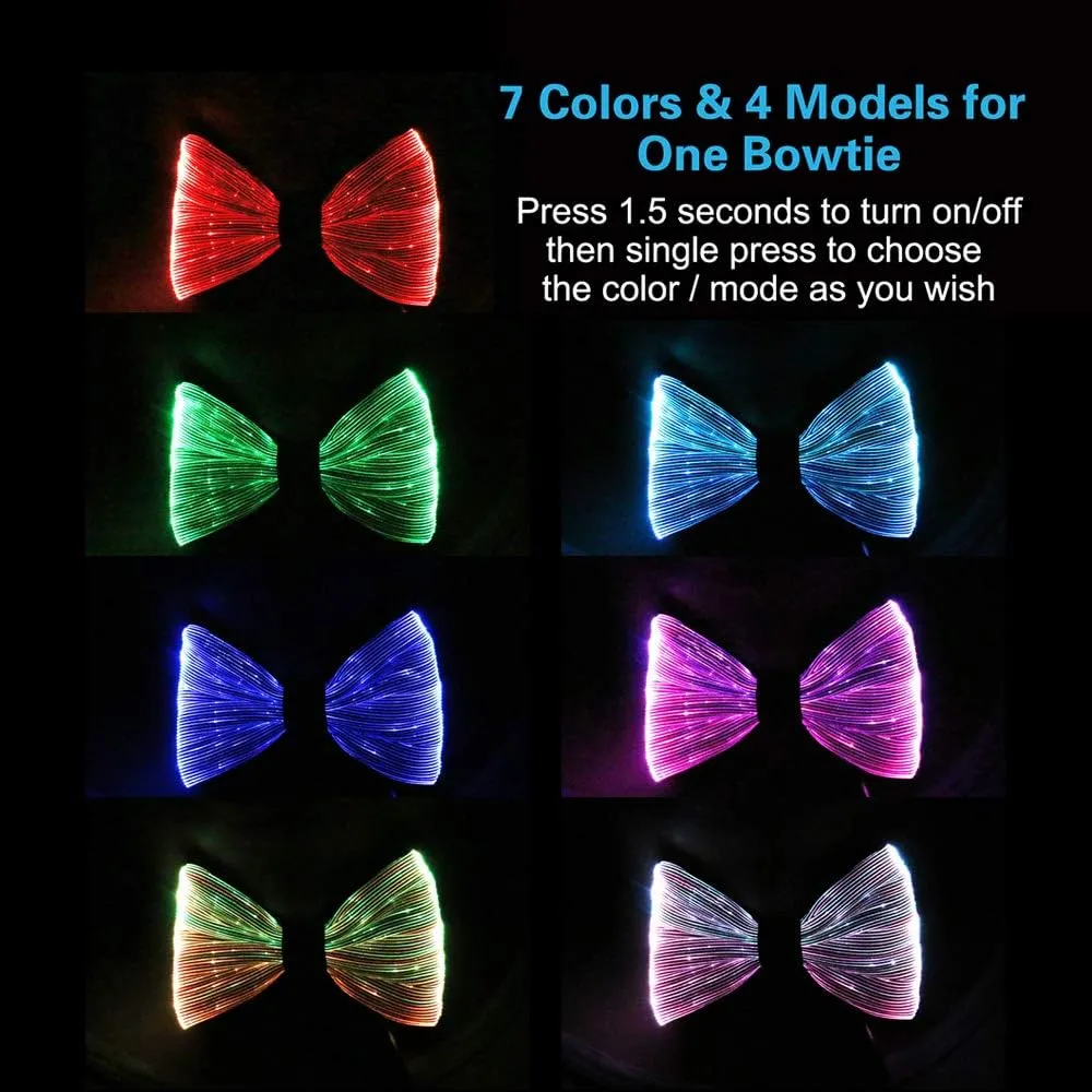 LED Light up Bowtie 7 Colors Luminous Adjustable Bowties for Party Festival Gift