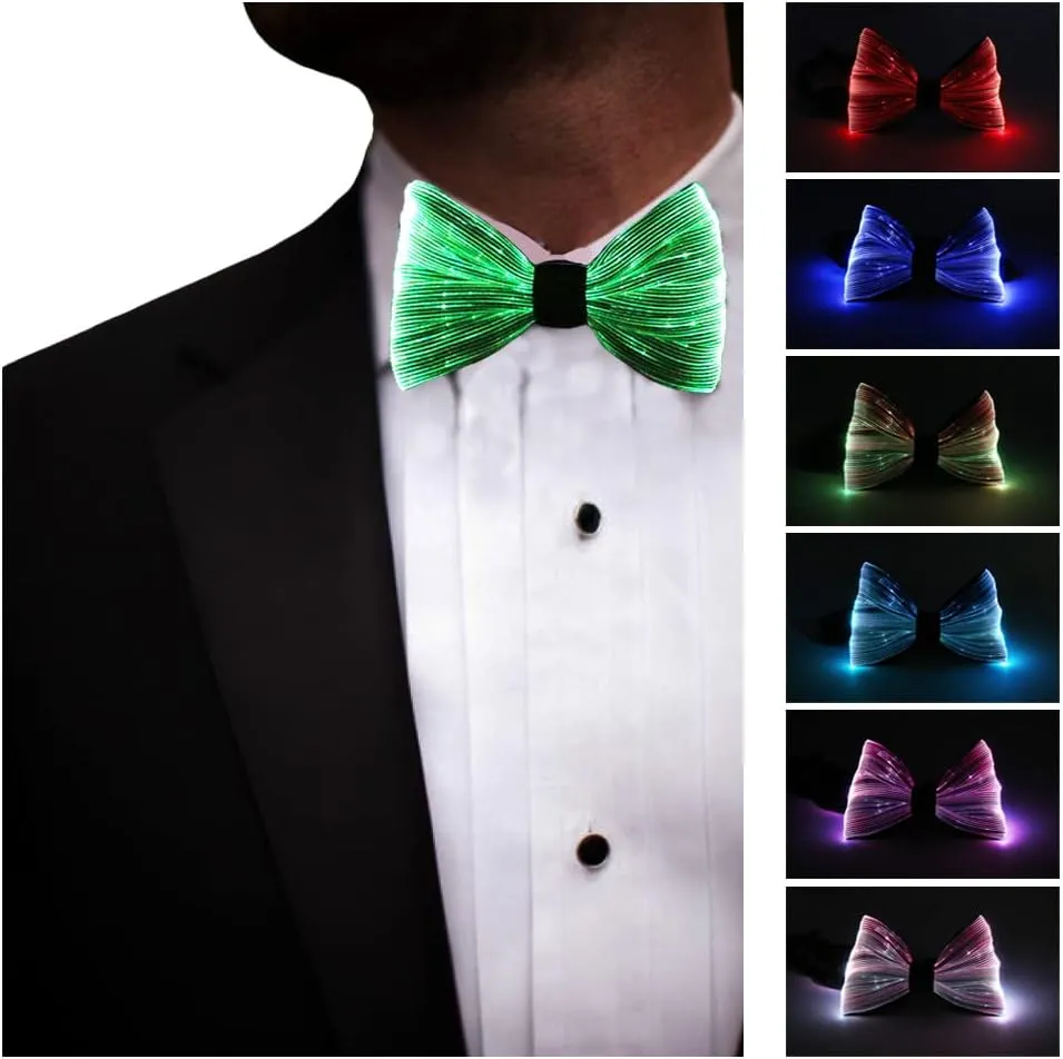 LED Light up Bowtie 7 Colors Luminous Adjustable Bowties for Party Festival Gift