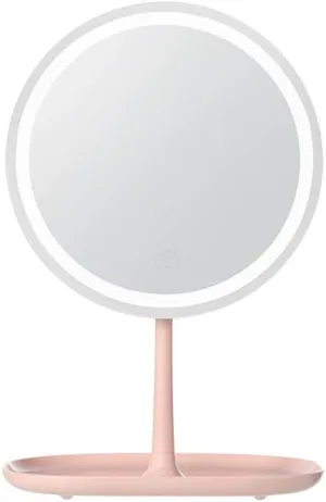LED Makeup Mirror 5× Magnifying Makeup Mirror Smart Touch Detachable Portable Desktop Makeup Mirror USB Charging (Color : White)