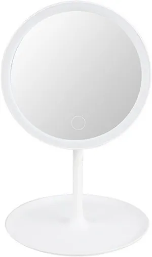 LED Makeup Mirror with Light Lamp with Storage Desktop Rotating Cosmetic Mirror Light Adjustable Dimming USB Vanity Mirror (Color : Pink) (Ivory)