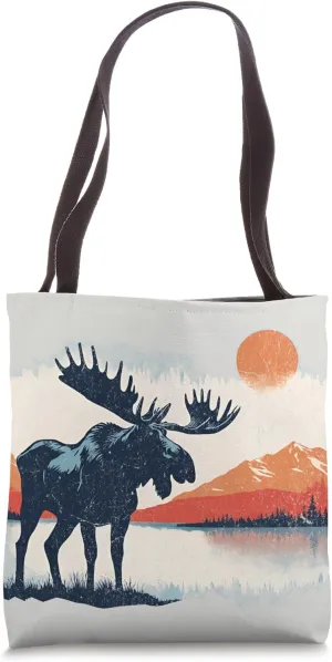 Legendary Moose Vintage Sunset Wilderness Inspiring Outdoors Tote Bag