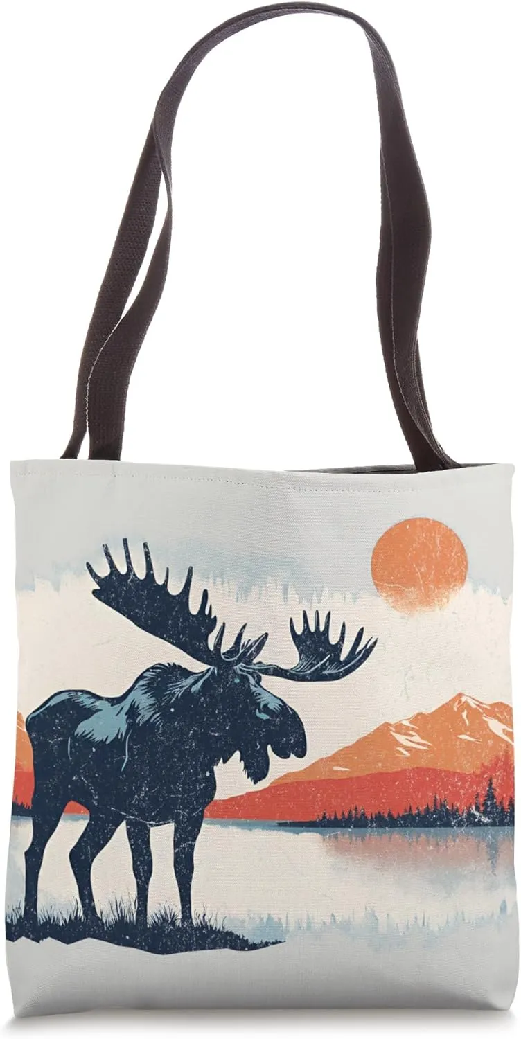 Legendary Moose Vintage Sunset Wilderness Inspiring Outdoors Tote Bag
