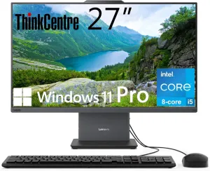 Lenovo ThinkCentre All-in-One Desktop Computer, 27" FHD IPS Display, 8-core Intel Core i5-13420H, 64GB DDR5, 2TB SSD, USB-C, Wi-Fi 6, HDMI in&Out, Wired KB&Mouse, Windows 11 Pro