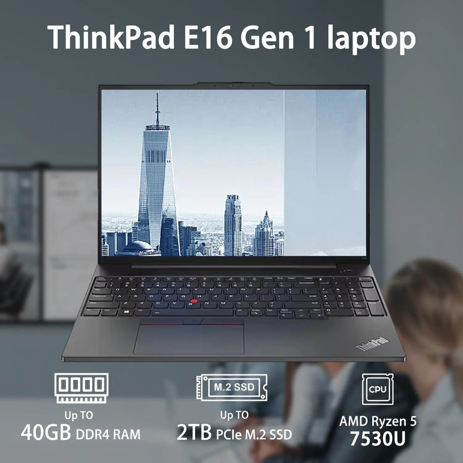 Lenovo ThinkPad E16 Business Laptop, 16" FHD  Display, AMD Ryzen 5 7530U, 24GB RAM, 1TB SSD, HDMI, FP Reader, Backlit Keyboard, Wi-Fi 6, Win 11 Pro w/AI Copilot, Bundle with Targus Docking Station