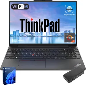 Lenovo ThinkPad E16 Business Laptop, 16" FHD  Display, AMD Ryzen 7 7730U, 24GB RAM, 1TB SSD, HDMI, FP Reader, Backlit Keyboard, Wi-Fi 6, Win 11 Pro w/AI Copilot, Bundle with Targus Docking Station