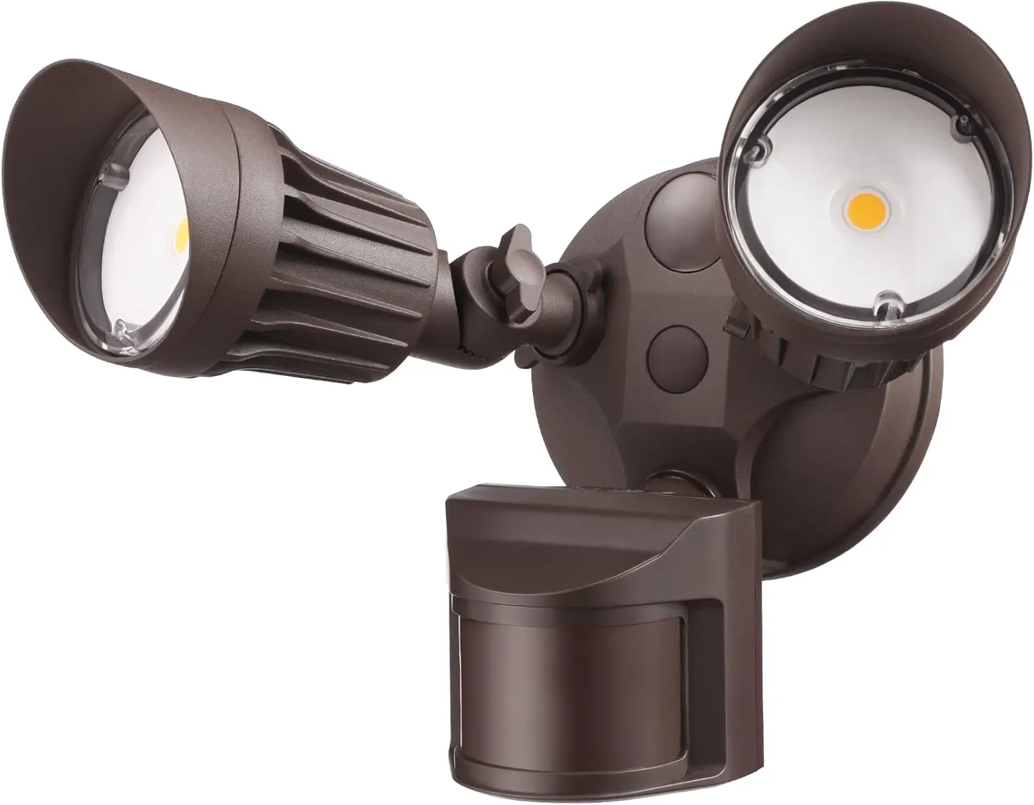 LEONLITE COB LED Security Light, Motion Sensor Flood Lights Outdoor, Aluminum, 3 Modes Motion Detector Dusk to Dawn Switch Control, 100-277V, Adjustable 2-Head, IP65, 5000K Daylight, ETL, Bronze