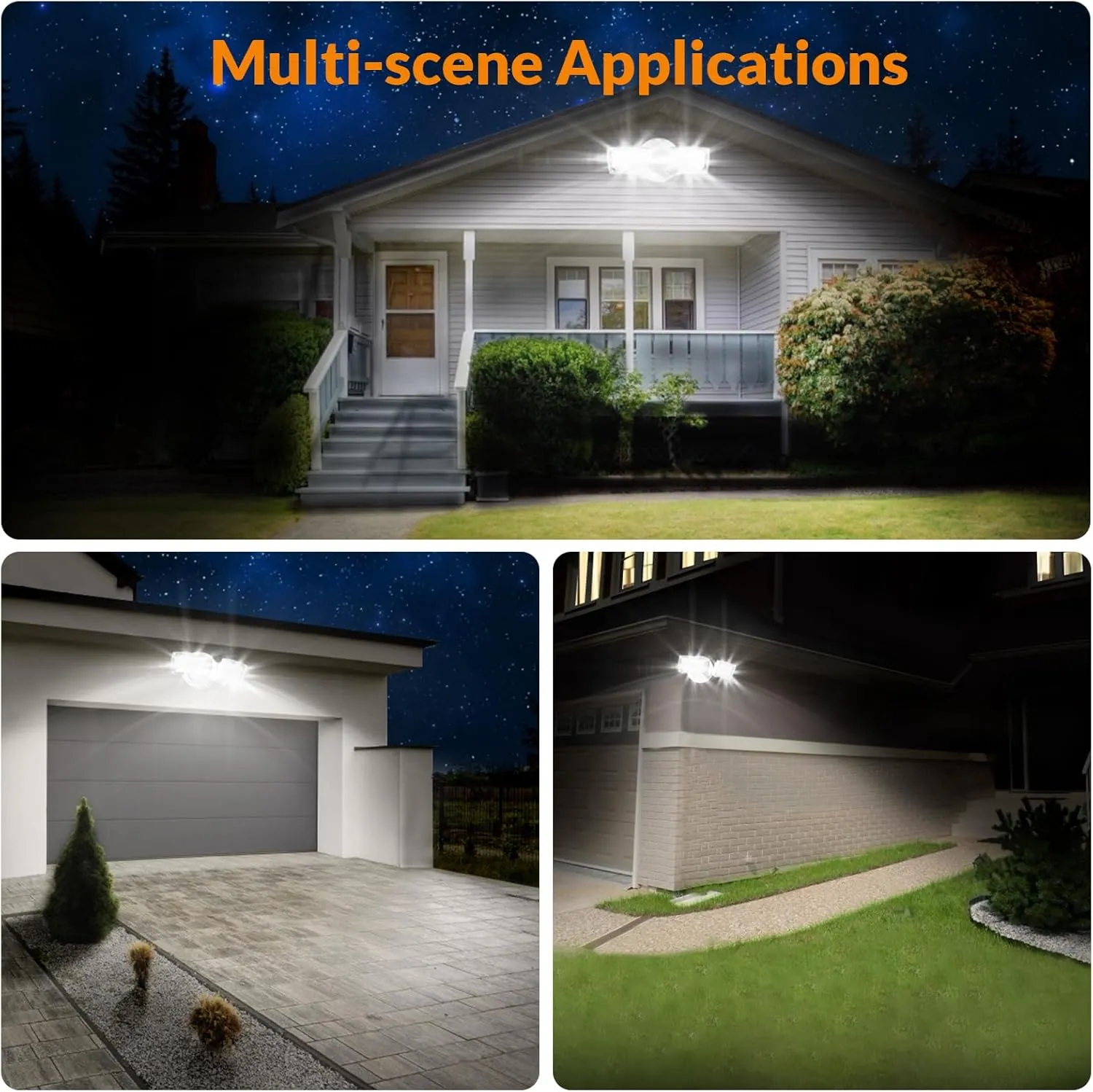 LEPOWER 3000LM Flood Light Outdoor, Switch Controlled LED Security Light, 28W Exterior Lights with 2 Adjustable Heads, IP65 Waterproof, 5500K Wall Mount Exterior LED Flood Light for Garage, Yard White