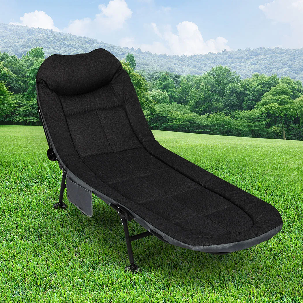 Levede Folding Camping Bed Camp Cots Black