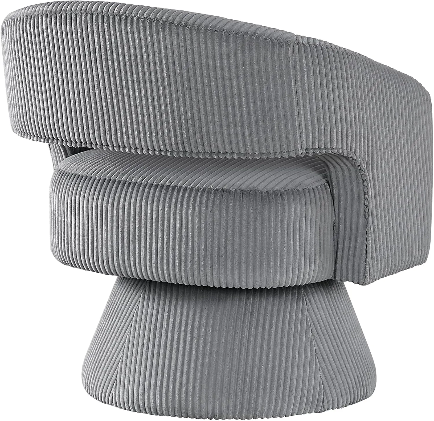 Lexicon 360 Degree Swivel Accent Chair Arm Chair, Modern Comfy Corduroy Barrel Chair, Open Back Round Chair with Metal Swivel Base, Club Armchair for Living Room/Bedroom/Office, Dark Gray