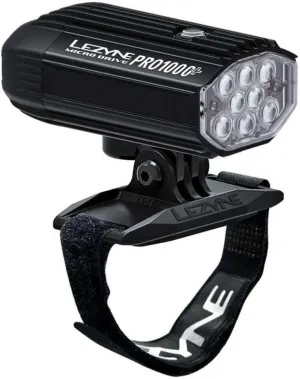 LEZYNE Helmet Micro Drive Pro 1000  Bicycle Front Light, White LED, 1000 Lumens, Black Aluminum Housing, Road, Mountain, Gravel Bike, USB-C Rechargeable | Includes GoPro Style Mount & Helmet Mount