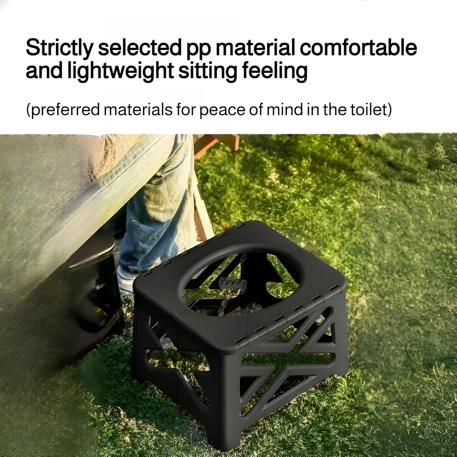[lilaBelle]【Multi-Scenario Foldable Toilet Stool】200lbs PP Portable Commode for Car, Camping, RV – Leakproof Design with Sanitary Bags & Stabilizing Base, Compact Travel Toilet for Families