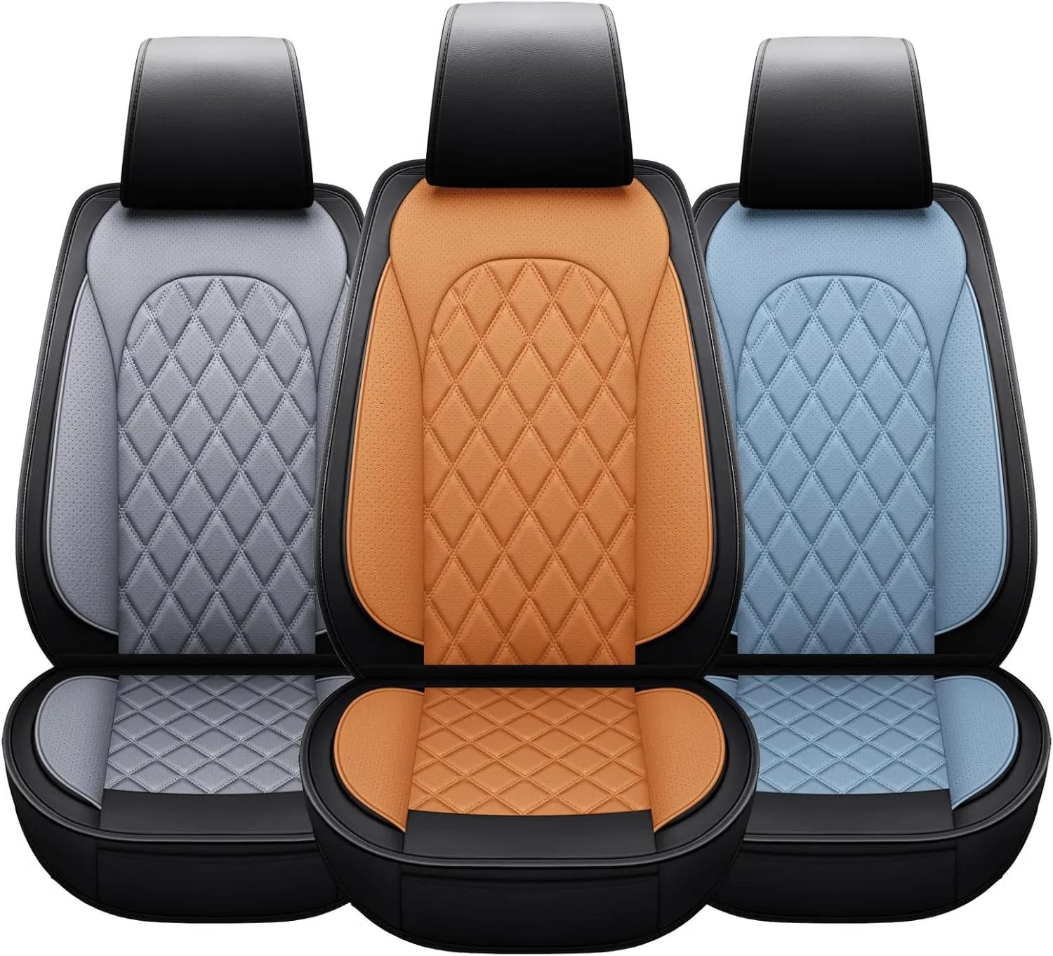 LINGVIDO Waterproof Faux Leather Automotive Seat Covers - Protect Your Car Seats with Full Set of Universal Fit Cushioned Protectors for SUV, Trucks, and Cars (Front Set, Back & Brown).