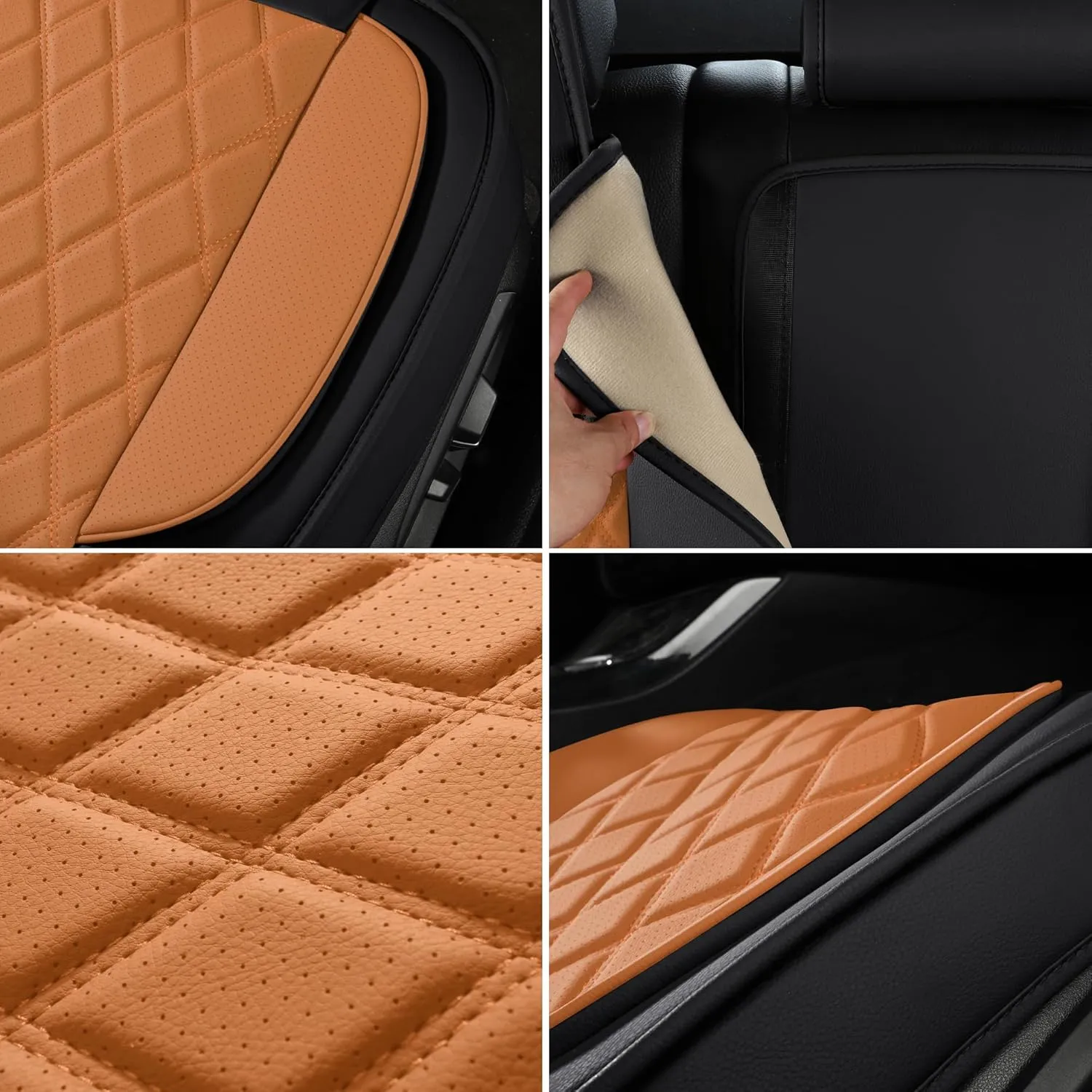 LINGVIDO Waterproof Faux Leather Automotive Seat Covers - Protect Your Car Seats with Full Set of Universal Fit Cushioned Protectors for SUV, Trucks, and Cars (Front Set, Back & Brown).