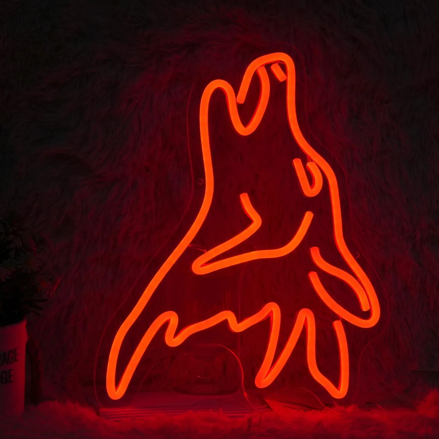 LISIGNVE Wolf Neon Sign Red Led Cute Wolf Neon Lights for Wall Decor Dimmable USB Bedroom Sign Lights for Kids Room Home Decor Party Gifts