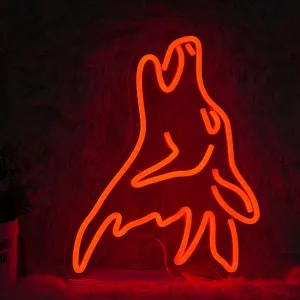 LISIGNVE Wolf Neon Sign Red Led Cute Wolf Neon Lights for Wall Decor Dimmable USB Bedroom Sign Lights for Kids Room Home Decor Party Gifts