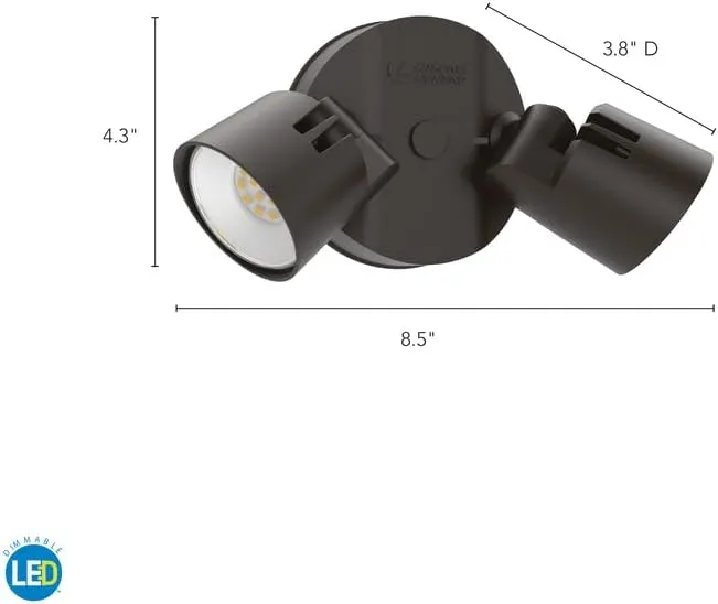 Lithonia Lighting HGX LED 2RH 40K 120 DDB M2 HomeGuard Security Flood Lights 2750 Lumens, 2-Light, No Sensor, Dark Bronze