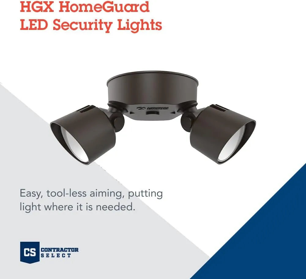 Lithonia Lighting HGX LED 2RH 40K 120 DDB M2 HomeGuard Security Flood Lights 2750 Lumens, 2-Light, No Sensor, Dark Bronze